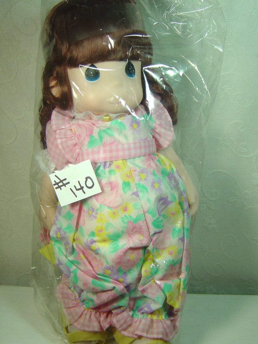 15" Precious Moments doll-brown hair, blue eyes-unopened package-tulip outfit